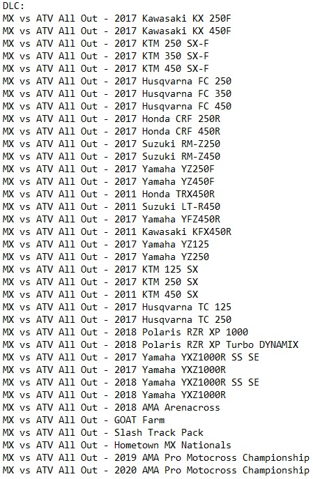 MX vs ATV All Out MX vs ATV All Out