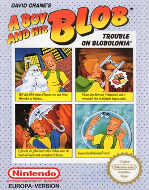 David Crane's A Boy and His Blob: Trouble on Blobolonia NES front cover